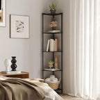 SUNMORY 5 Tier Corner Shelf Stand, Industrial 65" Corner Shelves Display Shelf for Living Room Decor, Wall Corner Bookshelf Multi Unit Organizer, Tall Shelf Plant Stand for Bedroom, Bathroom, Black