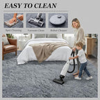 Fluffy 5x7 Area Rugs for Living Room Bedroom: Ultra Soft Shag Rug Non-Slip Non-Shedding Small Plush Bedside Rug Indoor Floor Carpets for Kids Room Playroom Entryway Nursery Dorms Home Decor Gray