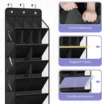 MISSLO Clear Over the Door Shoe Organizer Large Deep Pockets Hanging Shoe Rack for Closet Fit 20 Pairs Shoe Holder for Sneakers Boots Storage, Black