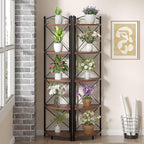 VECELO 5 Tier Corner Shelf Stand, 55.2" Tall Corner Bookshelf, Rustic Brown Storage Standing Shelf for Living Room, Plant Stand &Corner Bookcase for WallCorner, Living Room, Kitchen, Bedroom, Office