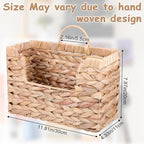 WLLHYF Woven Hanging Magazine Holder Water Hyacinth Storage Basket Wall Mounted Wicker Organizer Boho Modern Farmhouse Book Rack with Handle File Newspaper Mail Holder for Home Office
