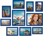 Vittanly 10 Pack Picture Frames Collage Wall Decor, Gallery Frame Set for Wall Mounting or Tabletop Display, Multi Sizes Including 2pcs 8x10, 4pcs 5x7, 4pcs 4x6, Blue