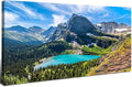 Mountain Canvas Wall Art Teal Saint Mary Lake Landscape Wall Decor Glacier National Park Canvas Poster Modern Nature Scenic Painting Artwork for Living Room Bedroom Office Home Decorations 24x48"