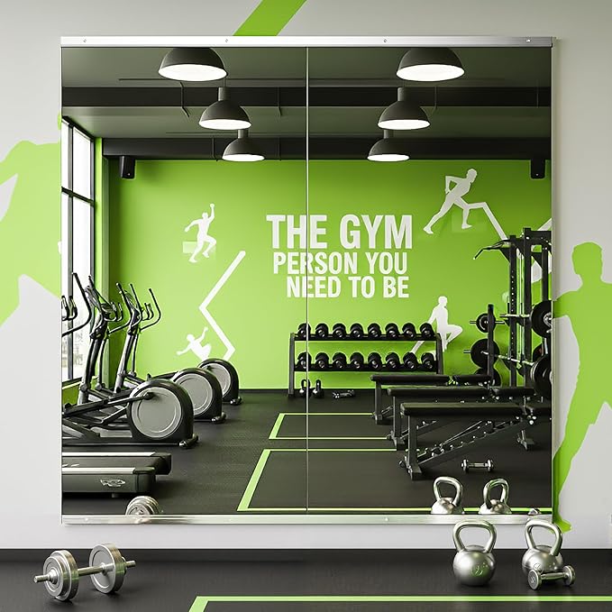 FICTOR Home Gym Mirror for Wall, 50"x25"x2 PCS Large Workout Mirrors with Tempered Glass, Full Length Frameless Body Mirror for Garage, Dance, Yoga, Bedroom