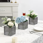 Square Vases Set of 6, 5" x 5" x 5" Square Glass Vases for Flowers, Black Flower Vase for Centerpieces, Small Bubble Vase for Wedding, Party, Home, Office, Parties, Events