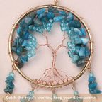 Pretty Jolly Small Tree of Life Crystal Stone Dream Catchers Blue Feathers Mini Dreamcatchers for Cars Rear View Mirror Hanging Decoration Good Luck Travel Charm Bedroom Ornaments for Women Girls