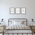 Set of 3 Framed Farmhouse Give it to God and Go to Sleep Signs Above Bed Wall Decors for Bedroom Wood Signs (Black, 16x24 inches)