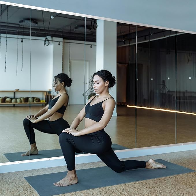 Ruomeng Home Gym Mirror, 55''x20''x2PCS Full Length, Large Frameless Body Mirror Tempered Glass for Gym, Workout, Yoga, Garage, Dance Studio