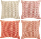 Fancy Homi 4 Packs Decorative Throw Pillow Covers for Living Room Couch Bed, Modern Farmhouse Boho Home Décor Accent Cushion Case, 26" x 26", Pink Series