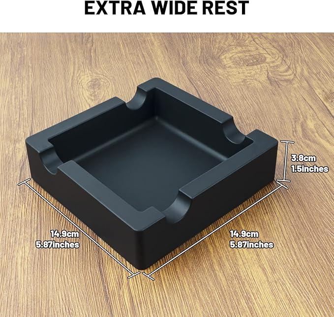 Outdoor Cigar Ashtrays Unbreakable Large Ring Gauge Silicone Ashtrays for Patio/Outside/Indoor/Home Decor with 4 Rest Cigar Holder Ash Tray Minimalistic