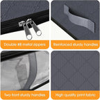 StorageRight Under Bed Storage Bags 2 Pack, 40L Large Clothes & Comforter Storage Containers with Clear Window, Breathable Fabric Organizer for Blankets, Bedding, Seasonal Clothing, Grey