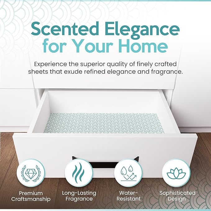 Fresh Linen Scented Drawer Liners for Dresser Drawers (10 Large Sheets, 19.7" x 14.4") - Non Adhesive Drawer Paper Liner for Bedroom Dresser & Closet Shelves by Linda’s Essentials