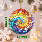 Christmas Ornaments, 2.8 Inch Ceramic Hanging Ornament, Christmas Tree Decorations, Holiday Decorations, Holiday Ornaments, Holiday Party Gifts, and Xmas Gift Ideas - Rainbow Spiral