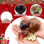 Soaoo 30 Pcs Acorn Hanging Ornaments for Winter Tree Maple Leaves Plastic Hanging Pendant Small Winter Decorations for Home Table Fireplace Party Decor(Matte Style)