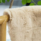 Camel Washable Shag Area Rugs for Living Room Small Plush Faux Bunny Shaggy Fur Round Rugs 4ft Cute Room Nursery Rug