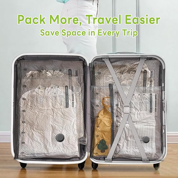 15 Pack Vacuum Bags for Travel with Rechargeable USB Pump,Space Saver Vacuum Storage Bags for Luggage and Suitcase,Portable Seal Bags for Clothes and Clothing Travel