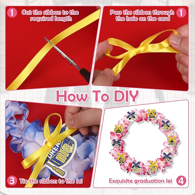 Leis for Graduation 2026, Artificial Flower Wreath with Cards Graduation Lays Gifts, Congrats Grad for High School