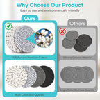 Coasters Set of 8, Absorbent Coasters for Drinks, Living Room Decor, Coffee Table Decor, Bar Accessories for The Home Bar Set (Grey Without Holder)