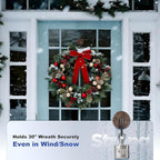 OUTXE Wreath Hanger for Front Door, Upgraded Suction Cup Reef Hook for Glass Window/Over Door, Christmas/Thanksgiving/Halloween/July 4th/Easter/Valentine/Spring/Summer/Fall (Walnut, 4-Pack)