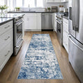 2.6'x10' Runner Rug Washable Rug: Modern Abstract Soft Thin Runner Rug Blue
