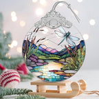 Christmas Stained Glass Dragonfly Ornament - Home Decor - Holiday Present Ideas - Gift Exchange - Fluttering Dragonfly
