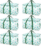 BALEINE 6-Pack Oversized Moving Bags with Reinforced Handles, Heavy-Duty Storage Tote for Clothes, Moving Supplies (Clover, 6-Pack)