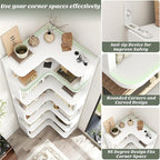 Armocity Corner Book Shelf - 7 Tier Corner Bookshelf Etagere Bookcase with Baffle, Freestanding L Shaped Display Shelf Stand for Home Office, Living Room, Bedroom, Kitchen, White