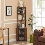 VECELO Corner Cabinet, Tall Storage Shelf, Bookshelf Display Shelves Rack for Living Room, Kitchen, Balcony, Small Space