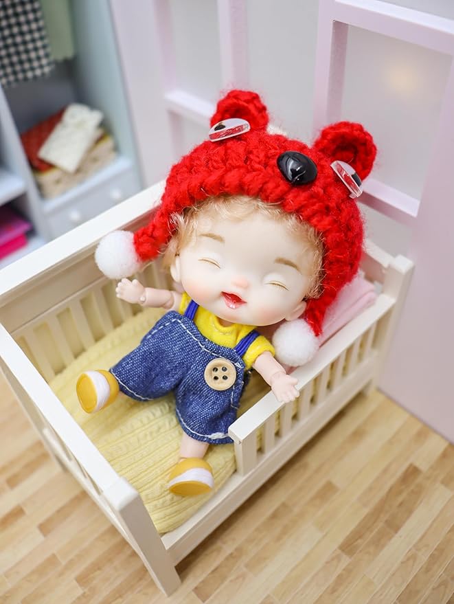Cute BJD Blind Box,2 Random Poseable Dolls with Handmade Outfits & Crochet Hats,Birthday Gift for Girls,Surprise Mystery Box-Puff Bear Series