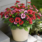 Fake Artificial Flowers for Outdoors Decoration,4 Bundles Silk Faux Spring Flowers with Plants Leave UV Resistant for Planter Front Door Porch Yard Patio Window Box Home Indoor Decor