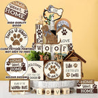 Mifoci 16 Pcs Dog Tiered Tray Decor Cute Dog Signs Home Decor Wooden Woof Decorative Trays Farmhouse Vintage Sweet Home Wooden Sign for Winter Kitchen Coffee Bar Decoration