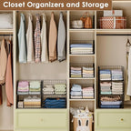 3-Tier Stackable Closet Organizers and Storage Shelves, Foldable Closet Shelf Organizer, Stackable Storage Bins Drawers for Closet Organizer System, Black(Patent Pending)