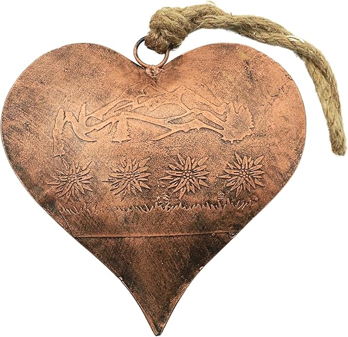 Rustic Heart Hanging Bell Vintage Metal Ornament. Farmhouse Wall & Door Hanging Decoration for Christmas, Weddings & Home Décor