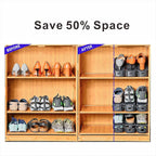 Shoe Slots Organizer, 24PCS Adjustable Double Layer Stack Shoe Rack, 50% Space-Saving Storage Rack Holder, Black