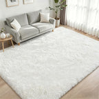 6x9 Area Rugs for Living Room Bedroom: Ultra Soft Fluffy Shag Rug Upgrade Non-Slip Non-Shedding Large Fuzzy Plush Carpet Indoor Floor Carpets for Kids Room Playroom Nursery Dorms Home Decor Ivory