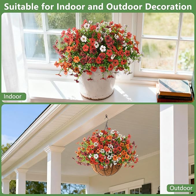 Artificial Flowers for Outdoors, 12 Bundles Multicolor Fake Faux Silk Flowers for Spring Summer Decoration, UV Resistant No Fade Artificial Plants Outdoor for Planter Porch Patio Yard Home Decor