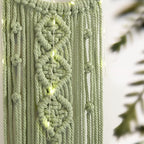 Macrame Moon Dream Catcher for Girl, Green Boho Crescent Dreamcatcher for Bedroom Adult, Handmade Nursery Room Wall Hanging with Star Pendant for Teen, Bohemian Home Decoration Idea