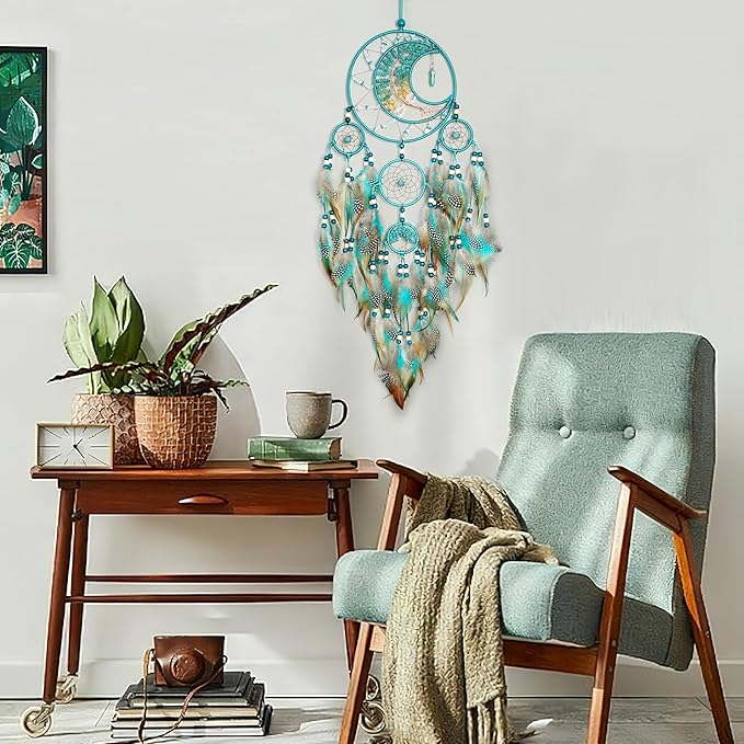Dream Catchers, Large Dream Catchers for Bedroom Adult Crystal Tree of Life Dream Catcher Wall Decor with Turquoise Hanging Ornament Teen Dorm Room Decor Festival Gift