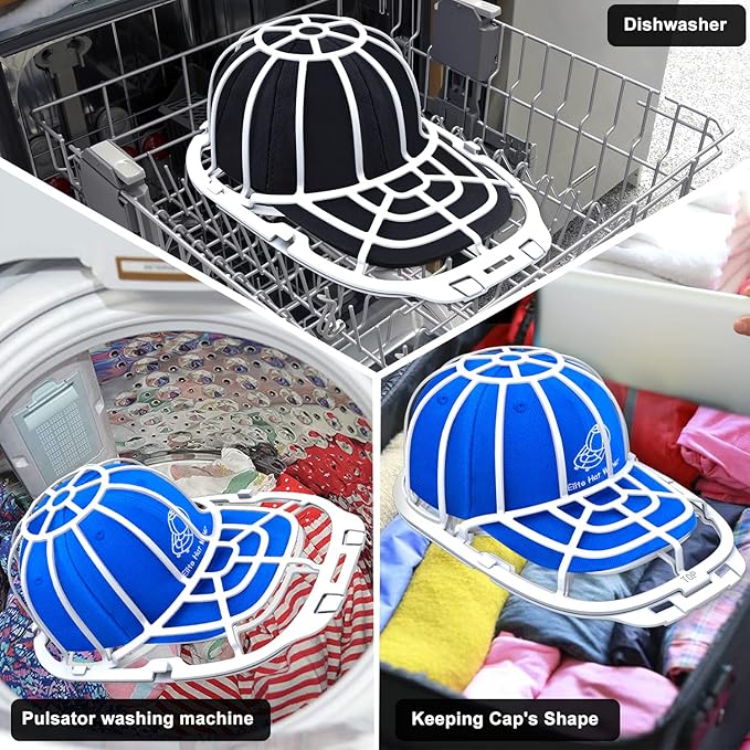 Eiito Hat Washer for Washing Machine, Hat Washer Cage, Hats Cleaner for Baseball Caps 2 Pack 2 Sizes Fit for Adult and Kid's Baseball Caps, White