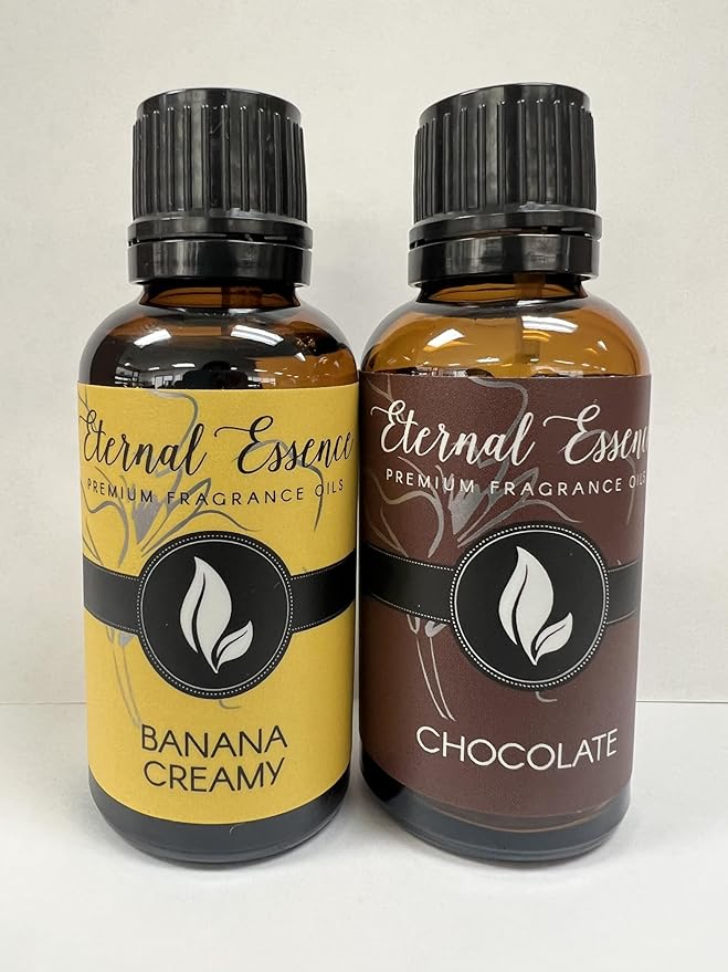 Eternal Essence Oils 2 Pack 30ml Premium Fragrance Oil - Chocolate & Banana Creamy - for Candle, Soap Making, Aromatherapy, Diffusers, Home Care, & Humidifiers