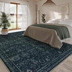 Lahome Washable 9x12 Area Rugs for Living Room,Black Boho Rugs for Bedroom,Dark Lurxry Non Shedding Carpet for Dining Room Apartment Dorm Office Aesthetic Decor