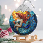 Mermaid Stained Glass Orament - Christmas Ornament - Christmas Decorations for Tree - Holiday Present ldeas - Gift Exchange