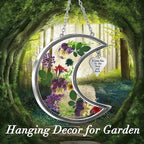 KY&BOSAM Moon Suncatcher Stained Glass for Window Hangings Wind Chime Decor with Pressed Real Flower and Metal I Love You to The Moon and Back Charm Birthday Gift for Women Mom Mother`s Day Christmas