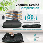 Travel Vacuum Compression Bags | Large 30L 2-Pack | Waterproof & Reusable | Space Saver Bags for Luggage | Wireless Pump Included