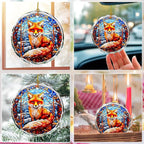 Fox Stained Glass Ornament - Christmas Tree Decor, Fox Ornaments for Christmas Tree, Gift Exchange