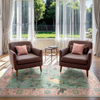 Lahome Botanical Birds Washable 3x5 Pink Living Room Bathroom Rugs for Entryway, Vintage Soft Non Slip Indoor Throw Carpet for Nursery Bedroom Classroom