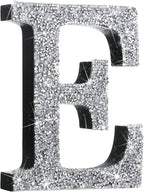 Qunclay 5.7" Silver Crystal Diamond Bling Letters Crushed Diamond Decoration Wooden Glitter Letter with Screw and Hooks Rhinestone Gift for Wedding Y2k Mcbling Bedroom Wall Decor (Letter E)