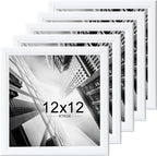 KTKDE 12x12 Picture Frame Set of 5, Wooden frames White, Wall Hanging Display, Best Square Photo Frame Studio Gallery for Photos, Posters & Art Prints