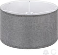 OUTON Grey Large Drum Lamp Shades for Floor Lamps, 16" Top x 16" Bottom x 9" High, Easy to Assemble, Replacement Linen Lampshades for Table Lamps & Bedside Lamps (1.65" Spider)