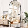 Antok 71" x 28" Full Length Mirror, Floor Mirror Arched Window Decorative Mirror, Metal Framed Decor Farmhouse Floor Mirrors Art Pane Mirrors Wall Decor for Bedroom, Living Room, Entryway Bronwn